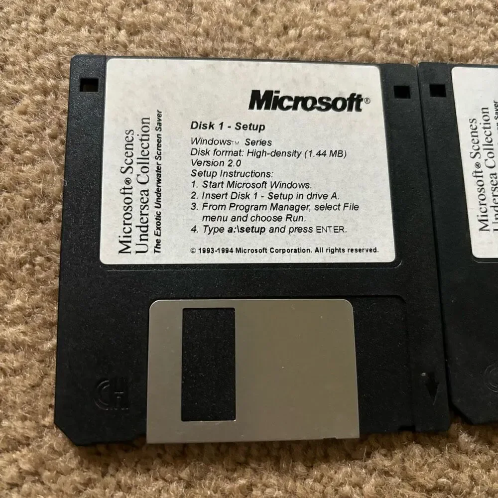 Microsoft Scenes Undersea Collection Setup Disks 1993-1994 *2 Disks*